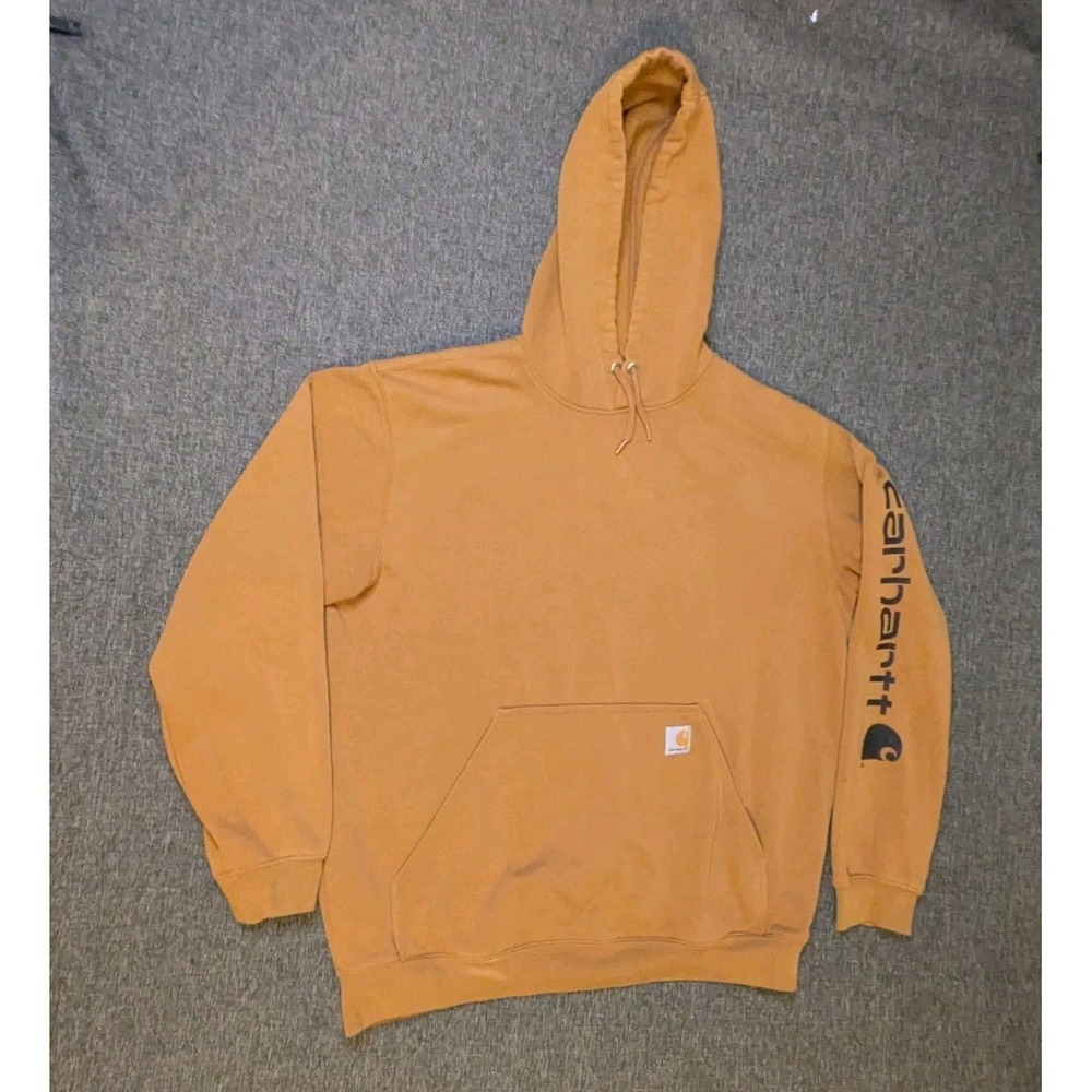 Carhartt Loose Fit Brown Pullpver Hoodie Sweatshirt Size Large Men's Work Wear